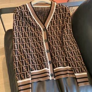 Fendi Brown and Black Patterned Sweater